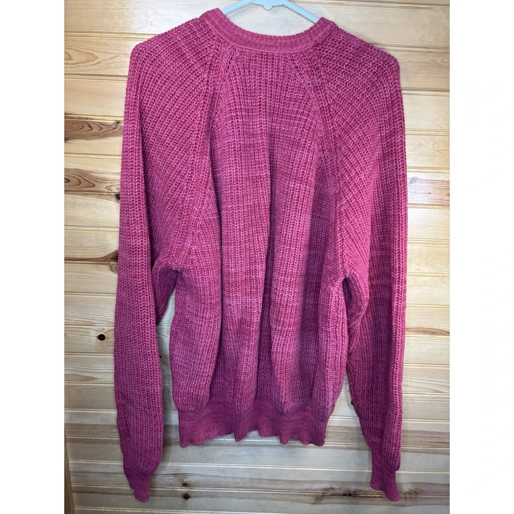 Vintage L.L. Bean Red Crew Neck Cable Knit Sweater‎ XL Tall Heavy Made in USA